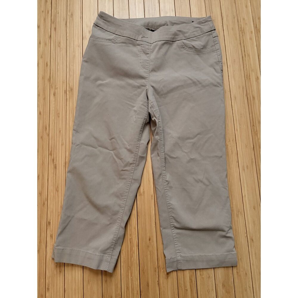 Slim-Sation by Multiples Size 8 Beige Crop Pants Stretch Casual